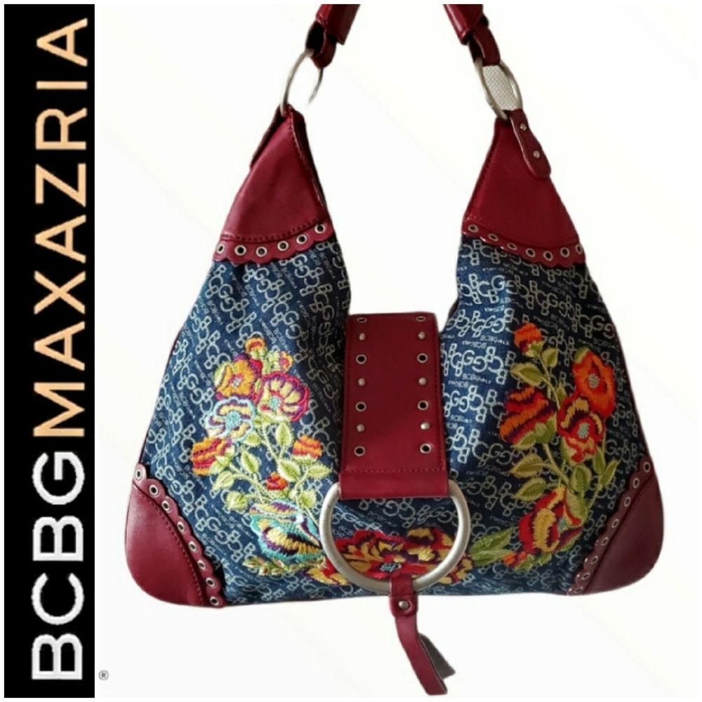 ❤ BCBG  DENIM & LEATHER HANDBAG. THE BOMB!❤